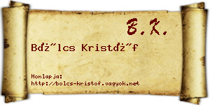 Bölcs Kristóf névjegykártya