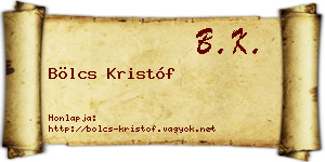 Bölcs Kristóf névjegykártya