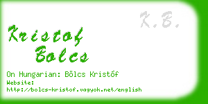 kristof bolcs business card